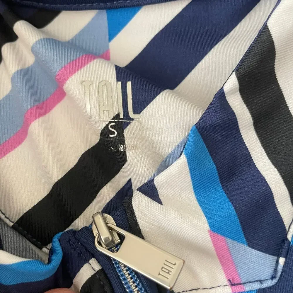 Tail Golf polo Shirt abstract short sleeve Mock Neck quater zip Sz Small - Picture 3 of 6